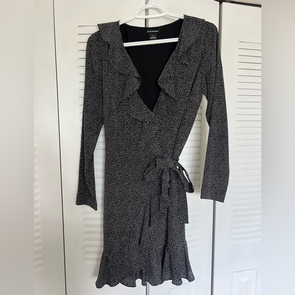 Club Monaco Gray Ruffled Wrap Dress